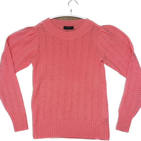 Vineyard Vines Pink Crew Neck Sweater with Puffed Shoulders 100% Cashmere - Picture 1 of 4